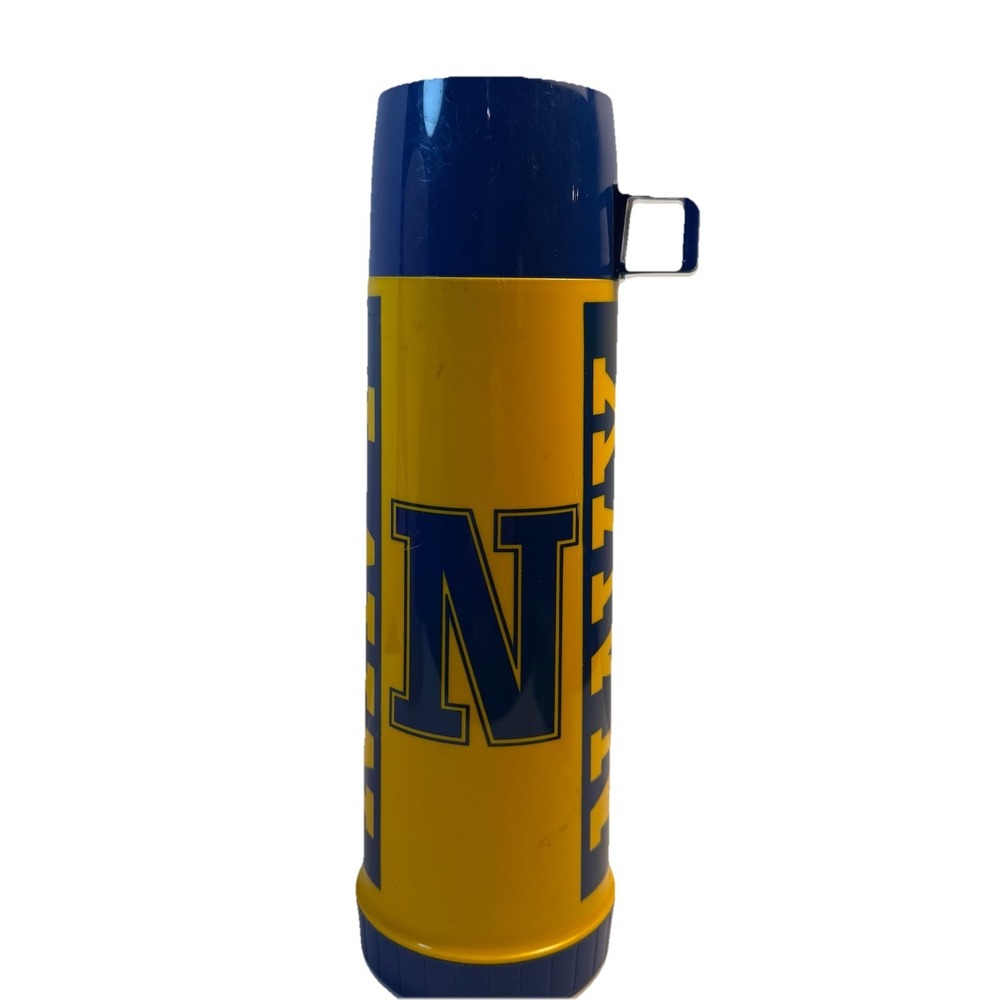 Vintage Navy College football Thermos 14" Naval Academy Blue Yellow - Picture 2 of 9